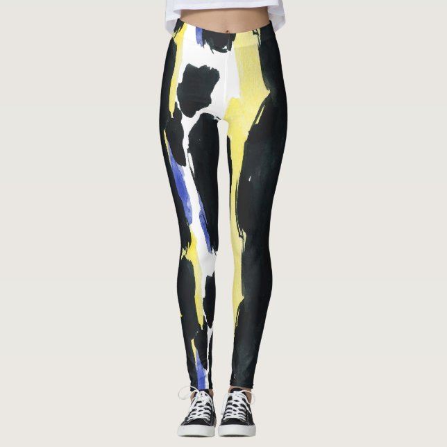 Abstrakte Wasserfarben Pinselstriche Leggings (Vorderseite)