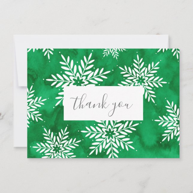 Abstrakte Wasserfarben Schneeflocken Dankeskarte (Vorderseite)