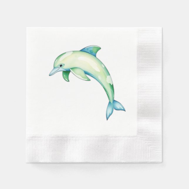 Abstrakte WasserfarbenDolphin mit Meerestern Serviette (Vorderseite)