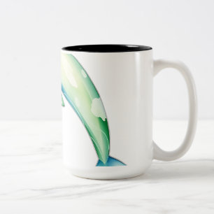 Abstrakte WasserfarbenDolphin mit Meerestern Zweifarbige Tasse