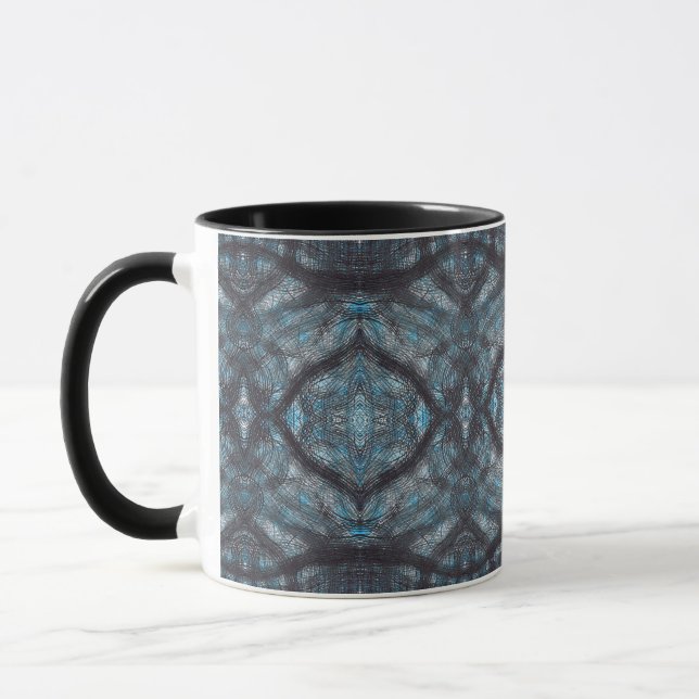 Abstrakte Wasserfarbenkunst in Blau Tasse (Links)