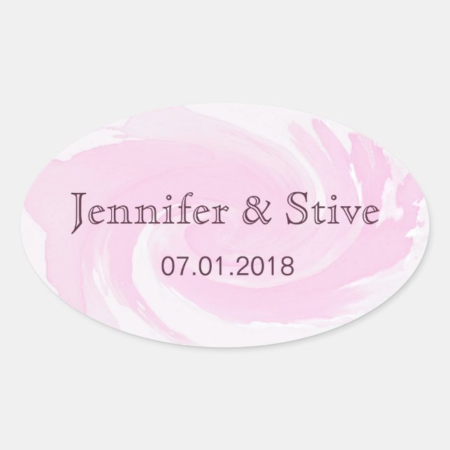 Abstrakte Wasserfarbenpinsel Schlaganfälle Rosa Sp Ovaler Aufkleber (Vorderseite)