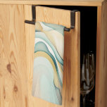Abstrakte Wasserfarbenwellen. Modern Flow Motion Geschirrtuch<br><div class="desc">Abstrakte Wasserfarben Wellen Küchentücher in sanften beigen grünen Farben. Moderne farbenfrohe Flussbewegung der Farbe.</div>