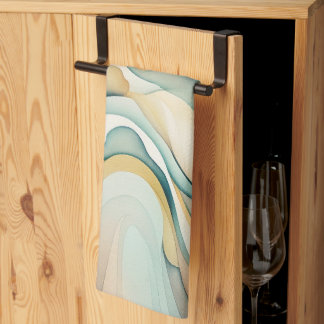 Abstrakte Wasserfarbenwellen. Modern Flow Motion Geschirrtuch