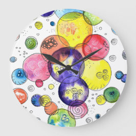 Abstrakte Wasserfarbkreise Große Wanduhr