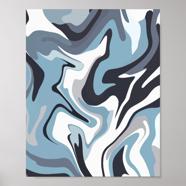 Abstrakte Wasserkunst mit schwindelerregenden Blau Poster (Vorne)
