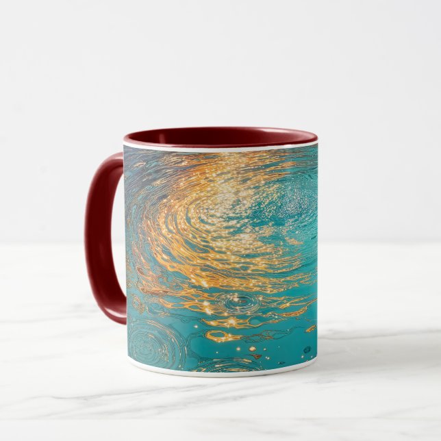 Abstrakte Wasserwellen mit goldenem Sonnenlicht Tasse (Vorderseite Links)