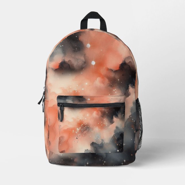Abstrakte Watercolor Celestial Symphonie Bedruckter Rucksack (Vorderseite)