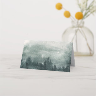 Abstrakte Watercolor Forest Landschaft Escort Tabe Platzkarte