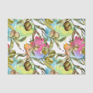 Abstrakte Watercolor Grüne Olive Branchen Seidenpapier