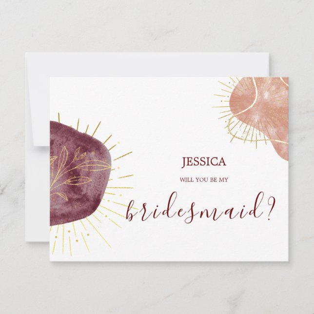 Abstrakte Watercolor Shape Bridesmaid-Vorschlagska (Vorderseite)