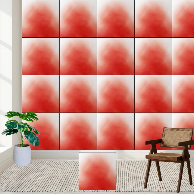 Abstrakte Watercolor Wash Keramik Tile Fliese (Abstract Red Watercolor Wash Ceramic Tile)