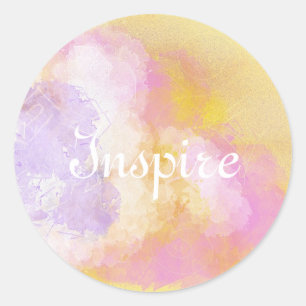 Abstrakte Watercolors - orange Hintergrund Runder Aufkleber