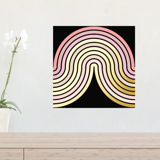 Abstrakte Wave Lines  Blush Pink Art Muster Gold Foliendrucke (In Situ (Eingangstisch))