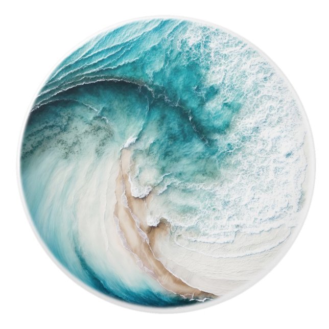 Abstrakte Wave Painting-Keramik Keramikknauf (Vorderseite)