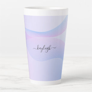 Abstrakte Wavelines Pink Blue Latte Tasse