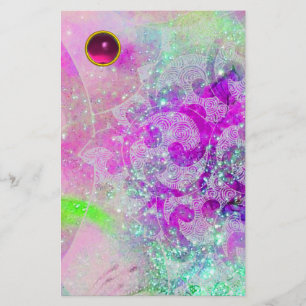 ABSTRAKTE WAVES Aquamarin blau, Lila Fuchsia Gemst Briefpapier