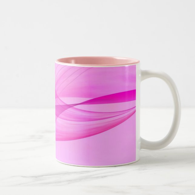 Abstrakte Waves auf rosa Keramik Tasse (Rechts)