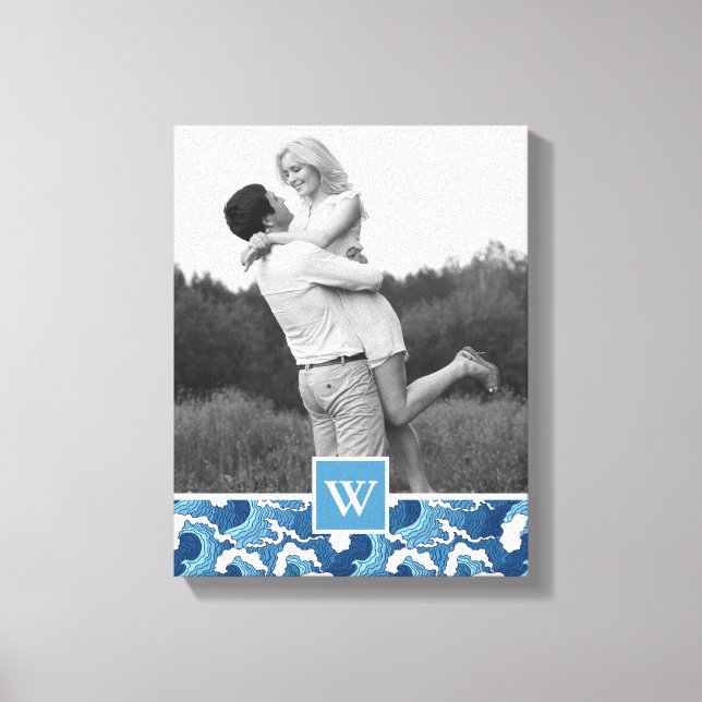Abstrakte Waves | Foto mit Monogramm | Monogramm Leinwanddruck (Vorderseite)
