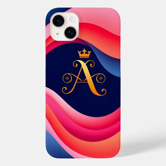 Abstrakte Waves mit stilvollem Golden Initial Case-Mate iPhone Hülle (Rückseite)