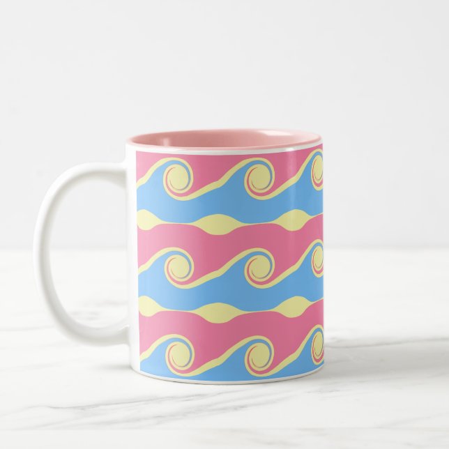 Abstrakte Waves Zweifarbige Tasse (Links)