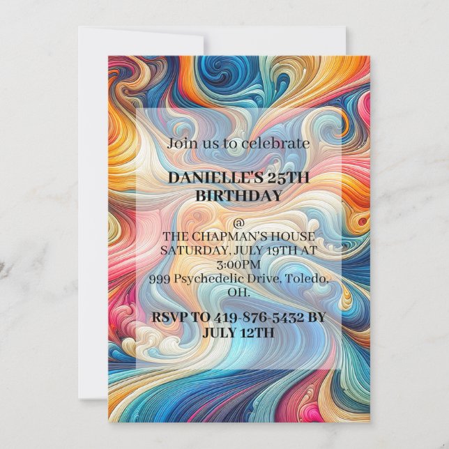 Abstrakte Wavy Design Geburtstagsparty Einladungen (Vorderseite)