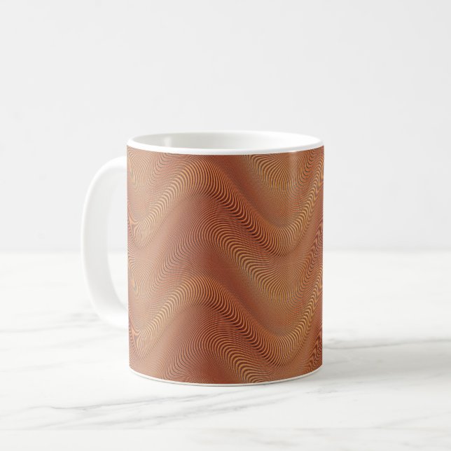 Abstrakte Wavy Golden Art Kaffee Tasse (Vorderseite Links)