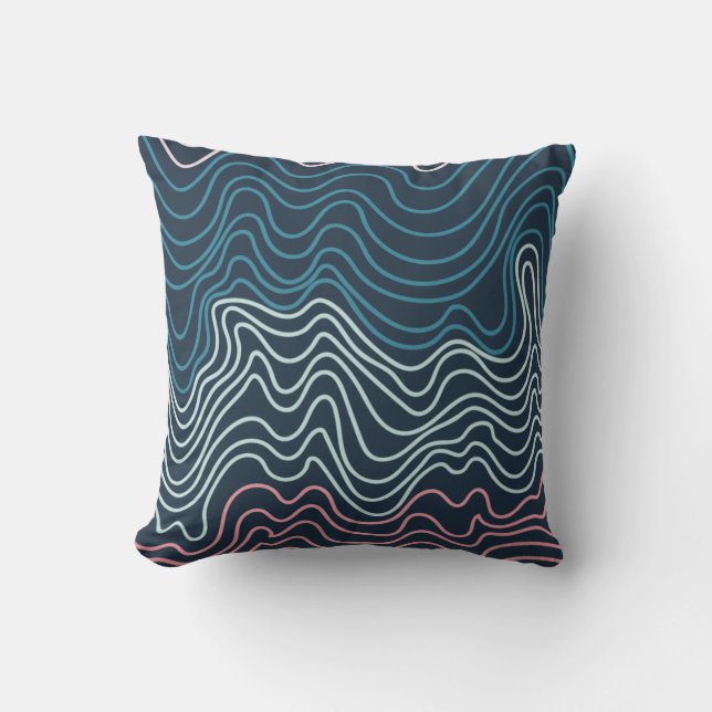 Abstrakte Wavy Lines Art Kissen (Vorderseite)