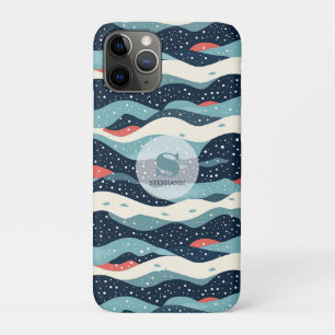 Abstrakte Wavy-Linien mit Schneeflockenpunkten Case-Mate iPhone Hülle