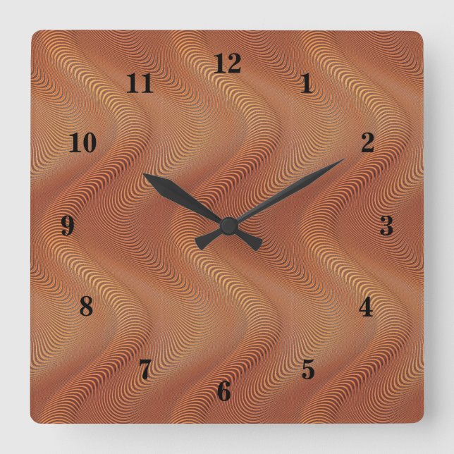 Abstrakte Wavy Striping Musterlinien 03 Quadratische Wanduhr (Vorderseite)