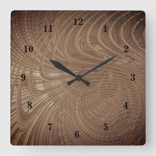Abstrakte Wavy Striping Musterlinien 07 Quadratische Wanduhr (Vorderseite)