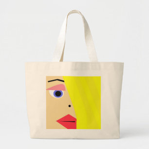 Abstrakte weibliche Cartoon-Gesichts-Tasche Jumbo Stoffbeutel