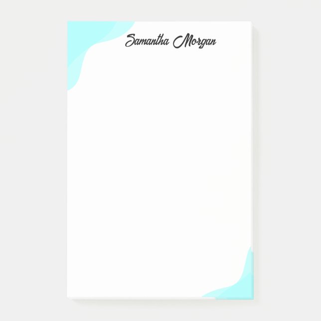 Abstrakte weiche blaue Wellen anpassbar Post-it Klebezettel (Vorderseite)