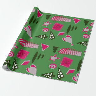 Abstrakte Weihnachten auf hellgrünem Verpackungspa Geschenkpapier