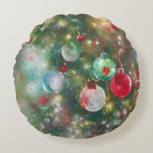 Abstrakte Weihnachten mit Bögen und Ornamenten Rundes Kissen