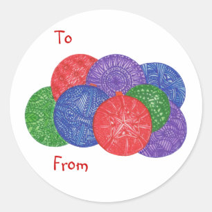 Abstrakte Weihnachtsbällchen bis zu Ferienaufklebe Runder Aufkleber