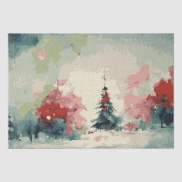 Abstrakte Weihnachtsbäume 3 Aquarellen Seidenpapier