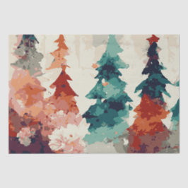 Abstrakte Weihnachtsbäume 7 Aquarellen Seidenpapier