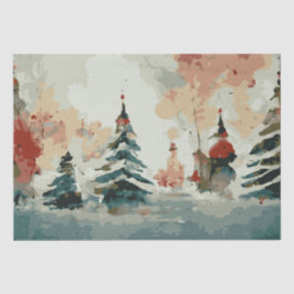 Abstrakte Weihnachtsbäume 8 Aquarellen Seidenpapier