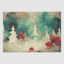 Abstrakte Weihnachtsbäume 9 Aquarellen Seidenpapier