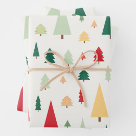 Abstrakte Weihnachtsbäume skandinavisches Muster Geschenkpapier Set