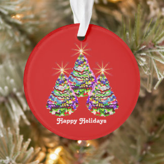 Abstrakte Weihnachtsbaumen Design auf Rot Ornament