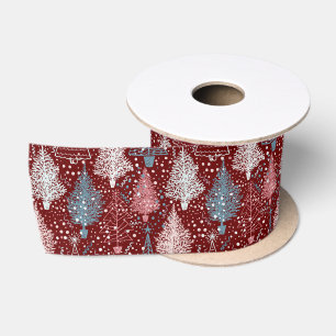 Abstrakte Weihnachtsbaumen Muster 3 Satin Ribbon Satinband