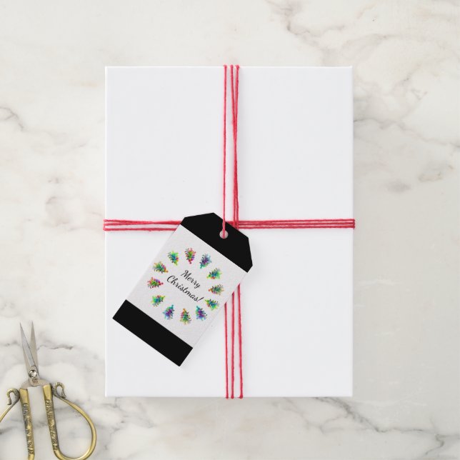 Abstrakte Weihnachtsbaummarke. Geschenkanhänger (Mit Garn)