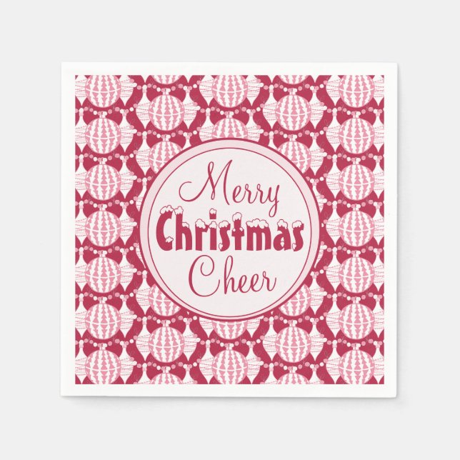 Abstrakte Weihnachtsbrillen, rot und weiß, mit Sch Serviette (Vorderseite)