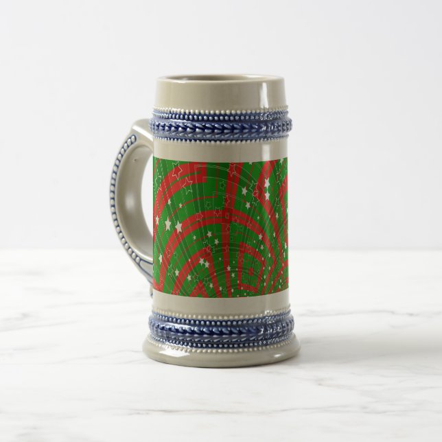 abstrakte Weihnachtsmuster Bierglas (Vorderseite Links)