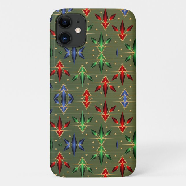 Abstrakte Weihnachtsstars Muster Red Blue Green Case-Mate iPhone Hülle (Rückseite)