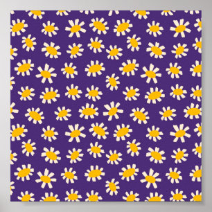 Abstrakte Weiß- und Gelbblumen Kunst Poster