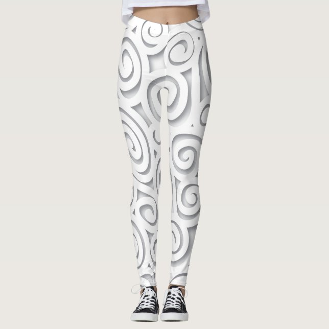 Abstrakte weiße Rolle-Leggings Leggings (Vorderseite)