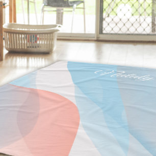 Abstrakte Welle Rosa blauer Name Fleecedecke